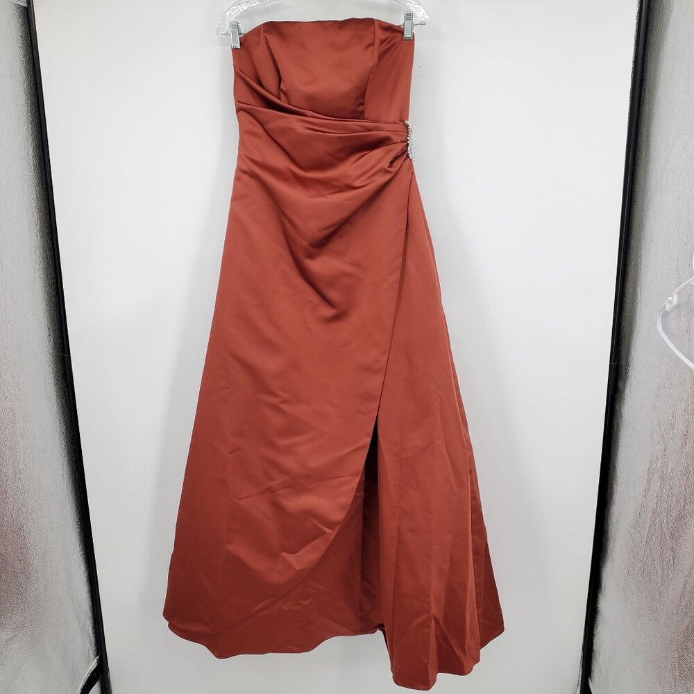 David's Bridal Terracotta Strapless Maxi Dress